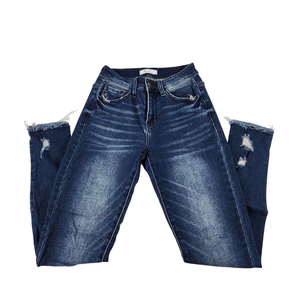 KanCan Dark Wash Distressed Skinny Jeans
